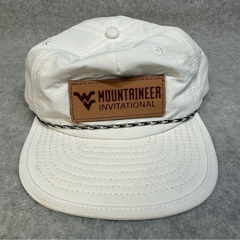 West Virginia Mountaineer Invitational Hat OSFA White SnapBack Rope Trim Outdoor